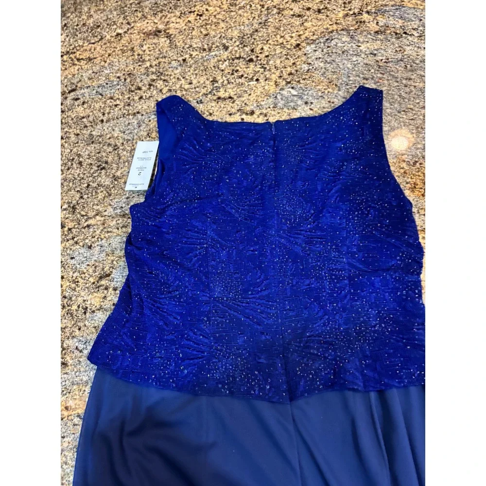 NWT Alex Evenings 10 Petite Blue Embellished Dress & Jacket Set‎ Formal Occasion